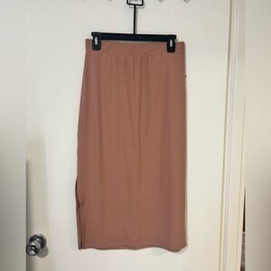 Ardene Ribbed Midi Skirt in Dusty Mauve